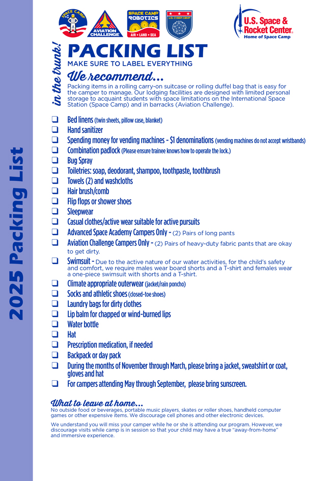 Packing list